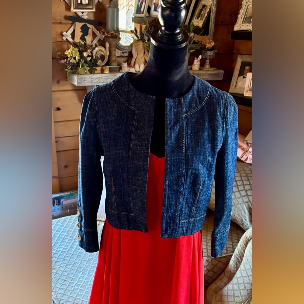⭐️LOFT Cropped Open Casual 10 Petite Jean Jacket⭐️ NWOT